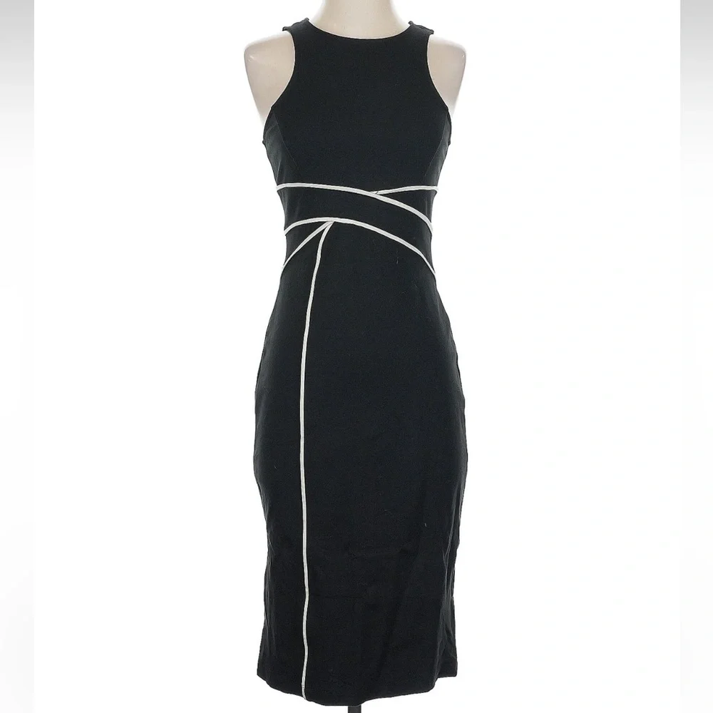 Anthropologie Maeve Cavatina Sheath Cocktail Party Midi Dress Black Size 2 XS